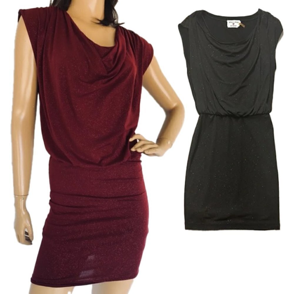 🆕 ALICE + OLIVIA BLACK Cowl neck shimmer dress size XS